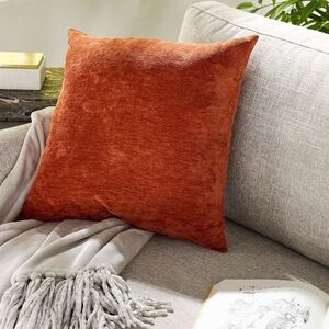Rust Orange Velvet 70’s Retro Vibe Large Throw Pillows - Set of 2 (22”x22”)
